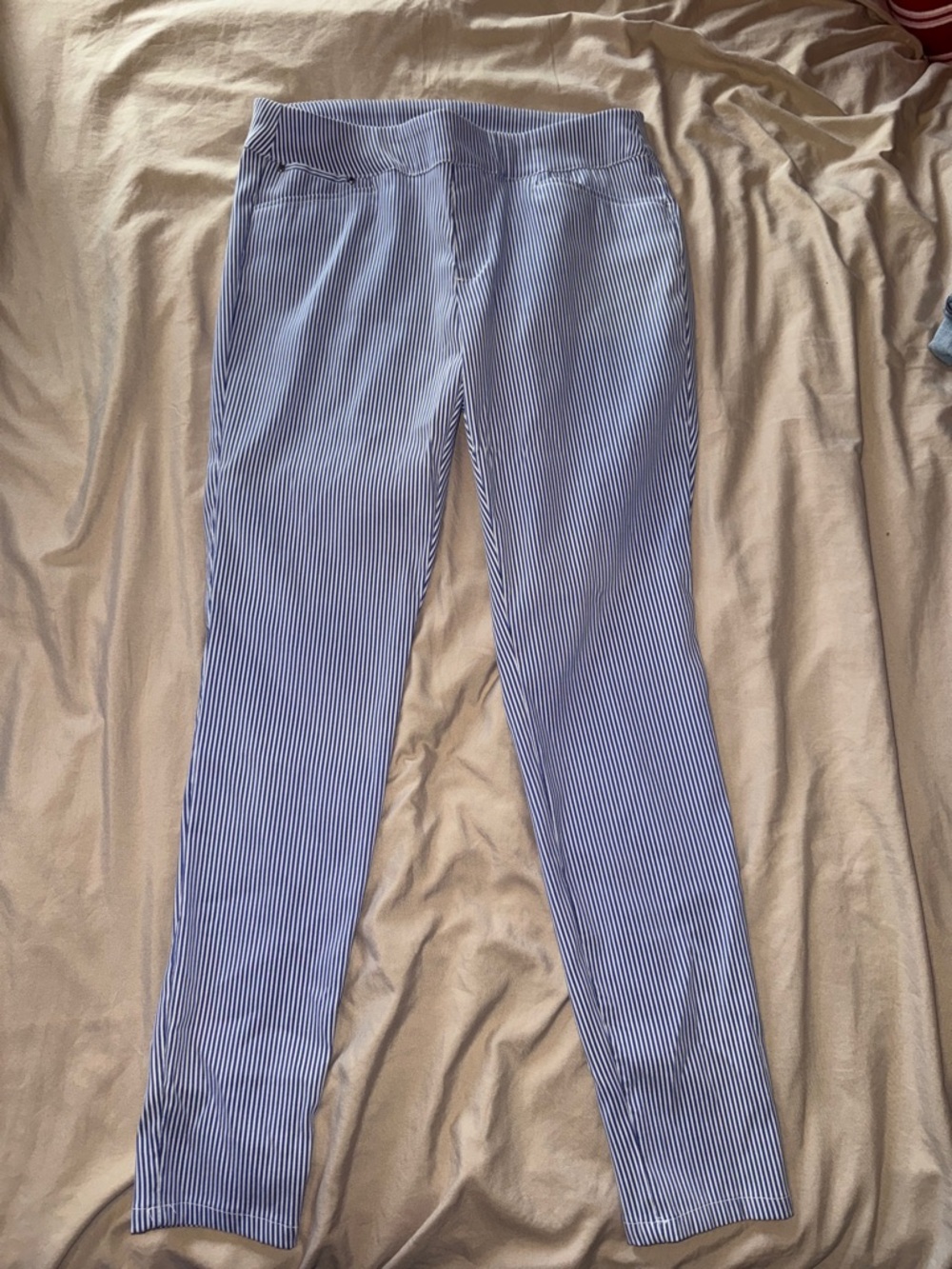 Calvin Klein Blue & White Pinstripe Skinny Jeans